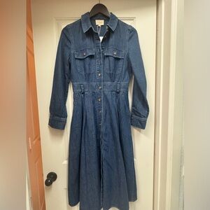 Sezane Gwen Blue Denim Midi Dress sz 36 new